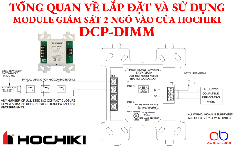 Tổng quan về lắp đặt và sử dụng module giám sát 2 ngõ vào của Hochiki DCP-DIMM