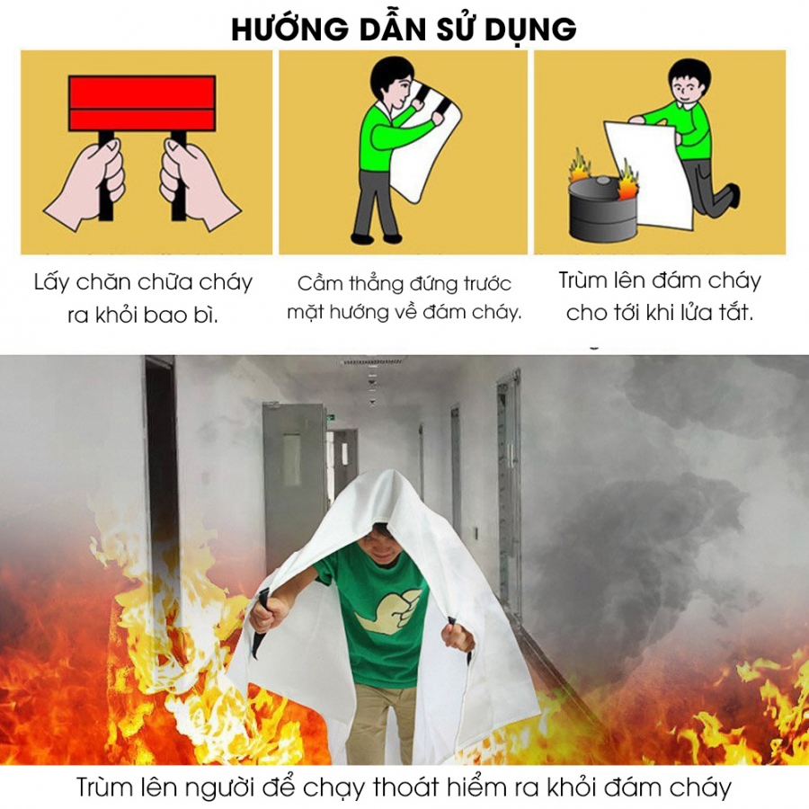 Chăn chữa cháy dập lửa vải sợi thủy tinh 2m x 2m