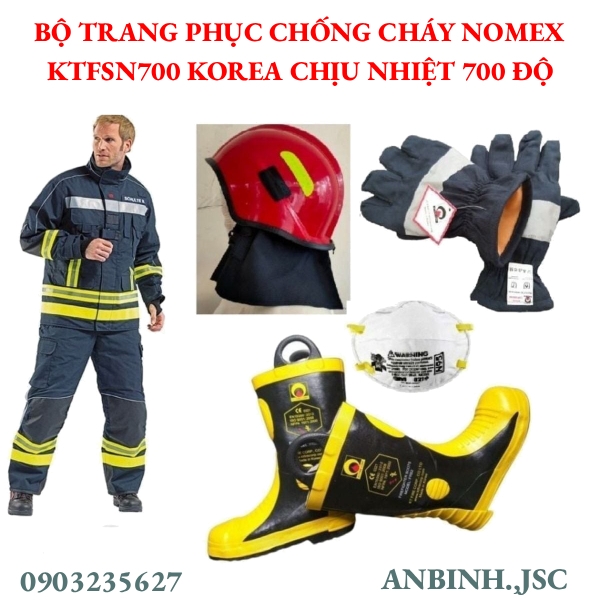Bộ trang phục chống cháy Nomex KTFSN700 Korea chịu nhiệt 700 độ màu xanh đen